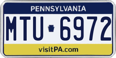 PA license plate MTU6972
