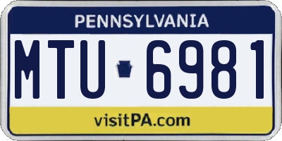 PA license plate MTU6981
