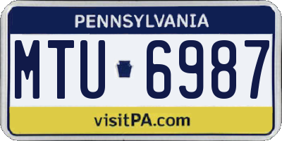 PA license plate MTU6987