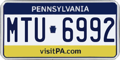 PA license plate MTU6992
