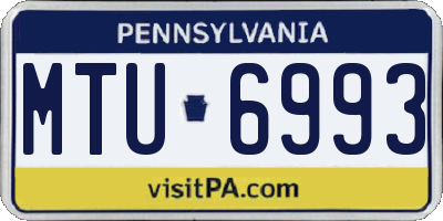 PA license plate MTU6993