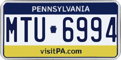 PA license plate MTU6994