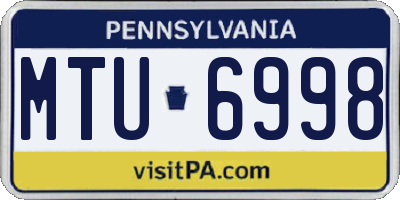 PA license plate MTU6998