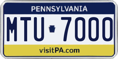 PA license plate MTU7000