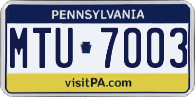 PA license plate MTU7003