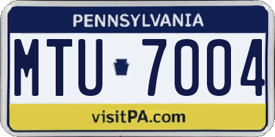 PA license plate MTU7004