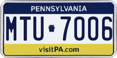 PA license plate MTU7006
