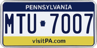 PA license plate MTU7007