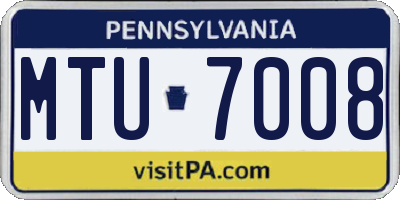 PA license plate MTU7008