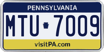 PA license plate MTU7009