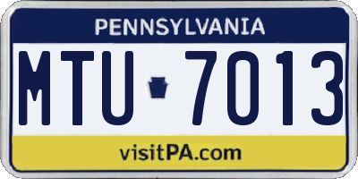 PA license plate MTU7013