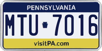PA license plate MTU7016