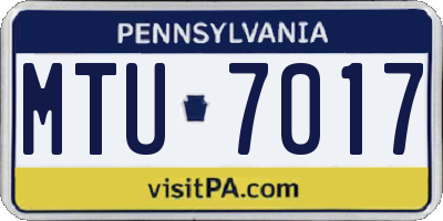 PA license plate MTU7017