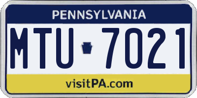 PA license plate MTU7021