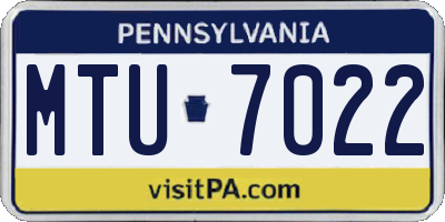 PA license plate MTU7022