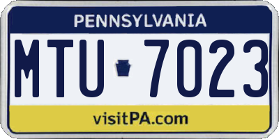 PA license plate MTU7023