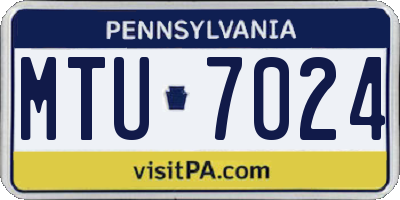 PA license plate MTU7024