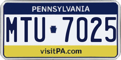 PA license plate MTU7025