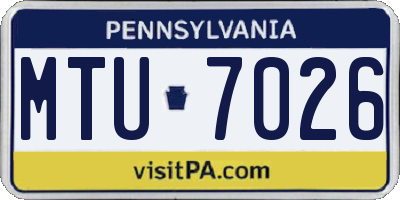 PA license plate MTU7026