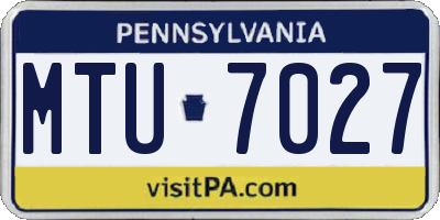 PA license plate MTU7027