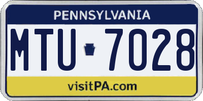 PA license plate MTU7028