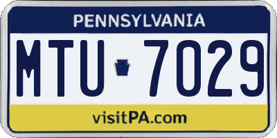PA license plate MTU7029