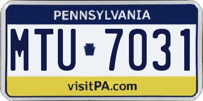 PA license plate MTU7031
