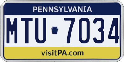 PA license plate MTU7034