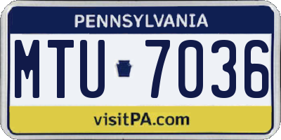 PA license plate MTU7036