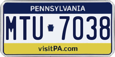 PA license plate MTU7038
