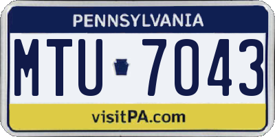 PA license plate MTU7043