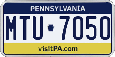 PA license plate MTU7050