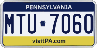 PA license plate MTU7060