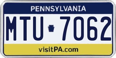 PA license plate MTU7062