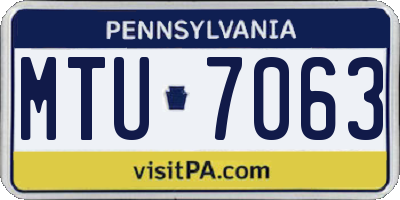 PA license plate MTU7063