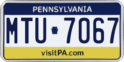 PA license plate MTU7067