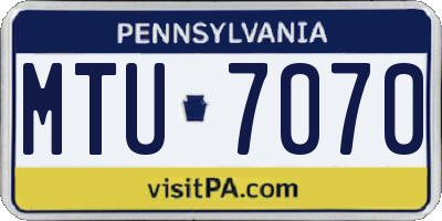 PA license plate MTU7070
