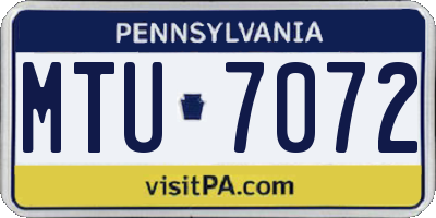 PA license plate MTU7072