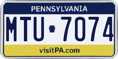 PA license plate MTU7074