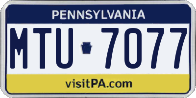 PA license plate MTU7077