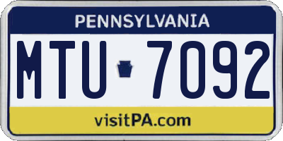 PA license plate MTU7092