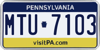 PA license plate MTU7103