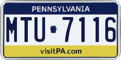 PA license plate MTU7116