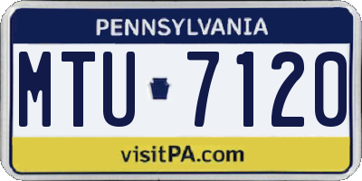 PA license plate MTU7120