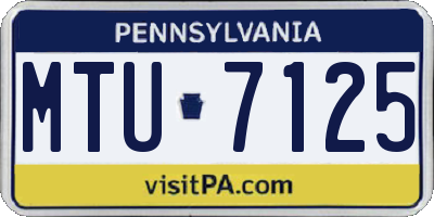 PA license plate MTU7125