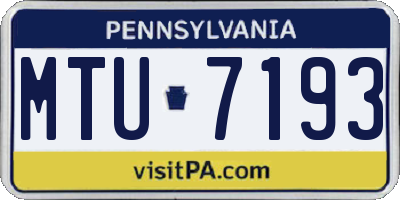 PA license plate MTU7193