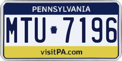 PA license plate MTU7196