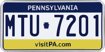 PA license plate MTU7201