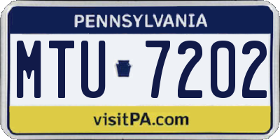 PA license plate MTU7202