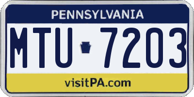 PA license plate MTU7203